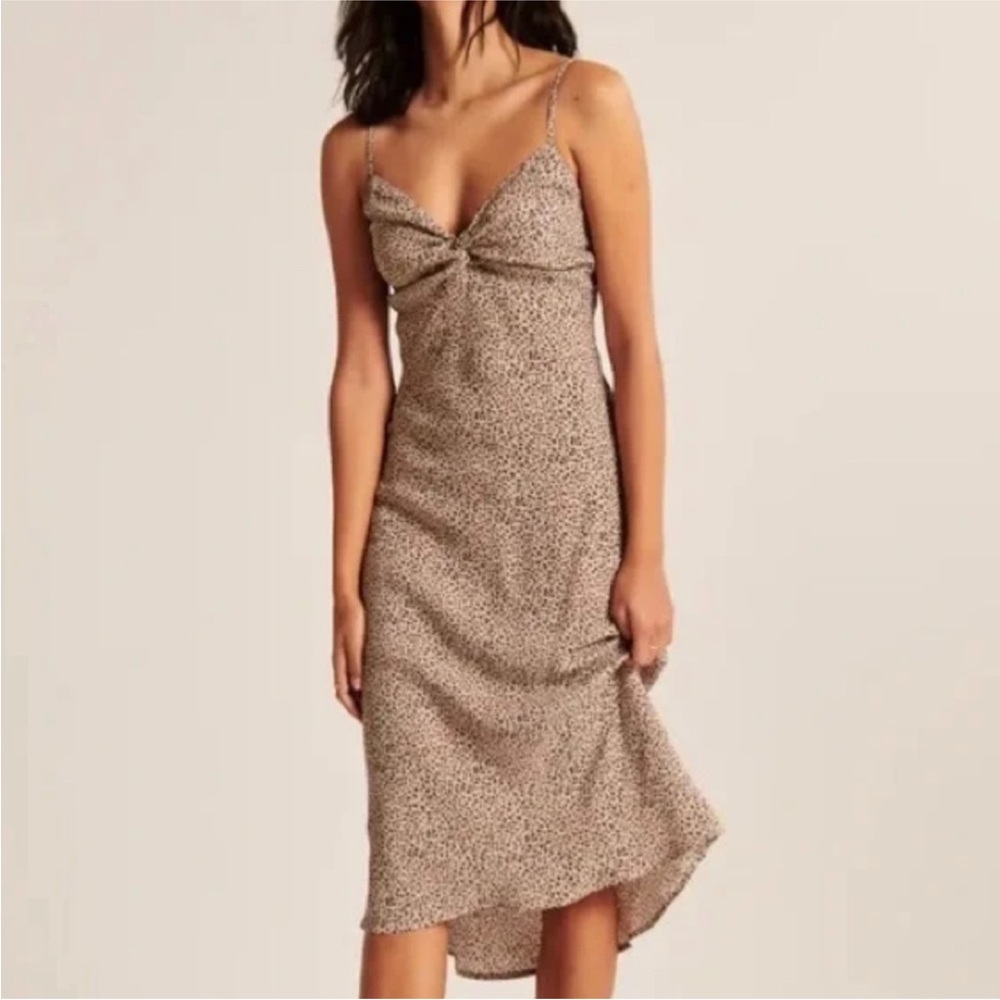 Abercrombie & Fitch Twist Front Animal Print Midi Dress